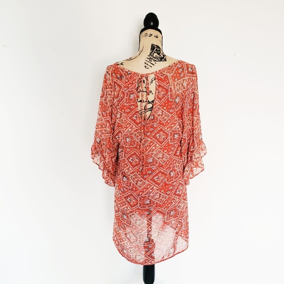 Altar'd State Ruffled Sleeve Shift Dress - Picture 2 of 3